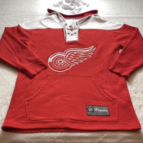 Fanatics Detroit Red Wings Lace Up Hoodie Size Medium - Picture 1 of 2